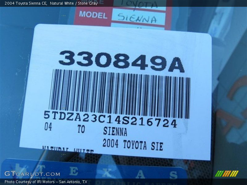 Natural White / Stone Gray 2004 Toyota Sienna CE
