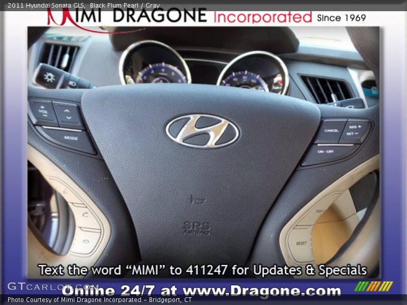 Black Plum Pearl / Gray 2011 Hyundai Sonata GLS