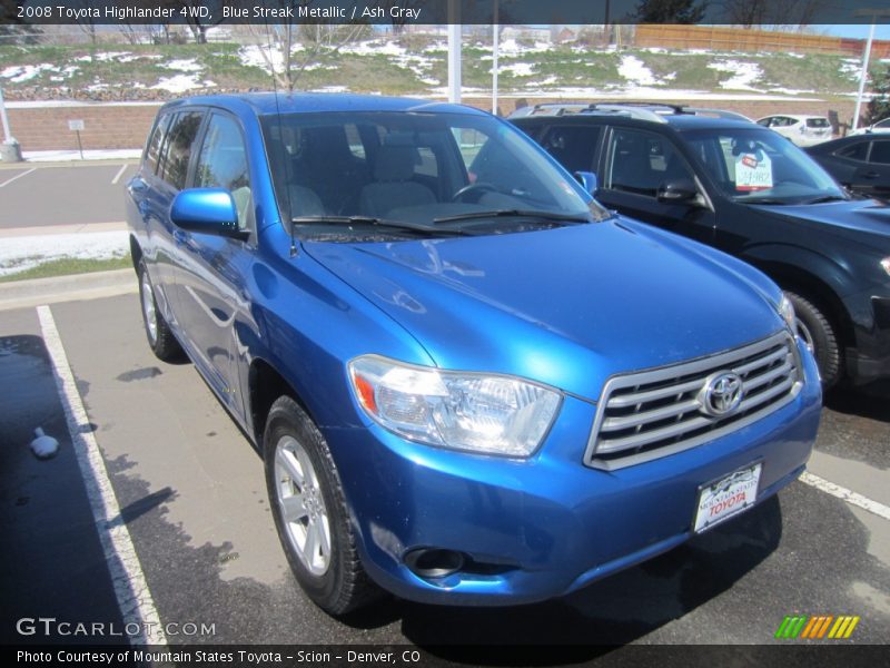 Blue Streak Metallic / Ash Gray 2008 Toyota Highlander 4WD
