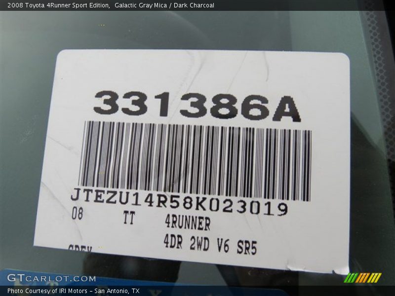 Galactic Gray Mica / Dark Charcoal 2008 Toyota 4Runner Sport Edition