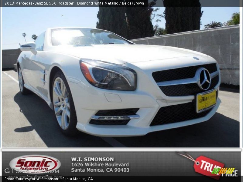 Diamond White Metallic / Beige/Brown 2013 Mercedes-Benz SL 550 Roadster