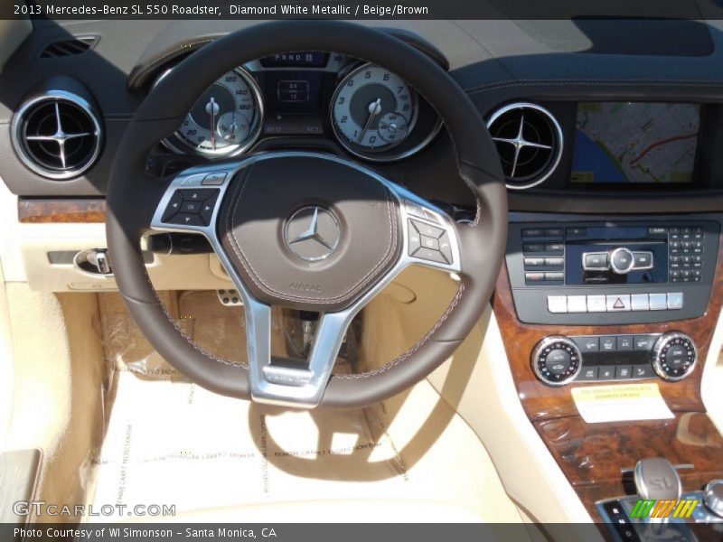 Diamond White Metallic / Beige/Brown 2013 Mercedes-Benz SL 550 Roadster