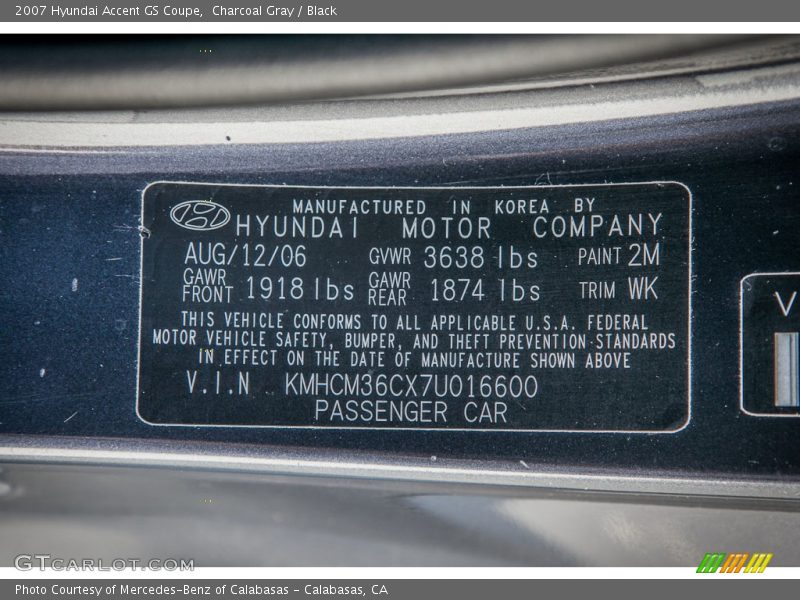 Charcoal Gray / Black 2007 Hyundai Accent GS Coupe
