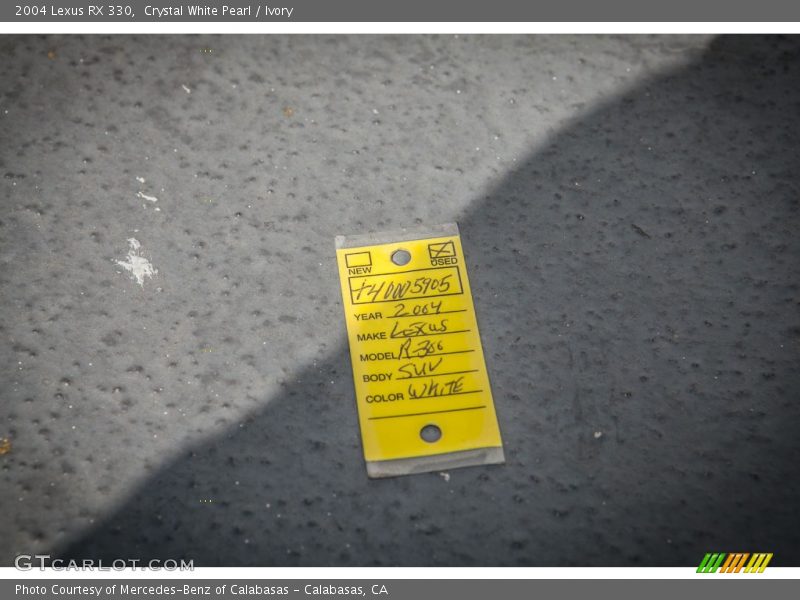 Crystal White Pearl / Ivory 2004 Lexus RX 330