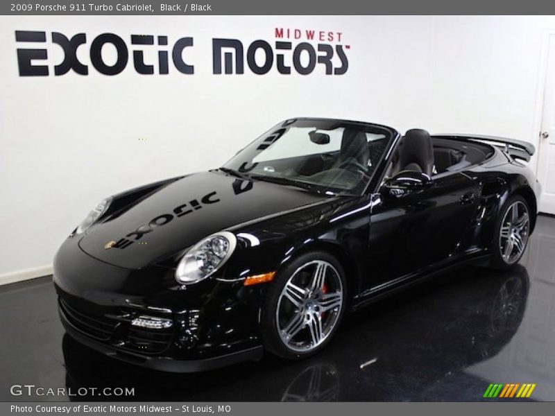 Black / Black 2009 Porsche 911 Turbo Cabriolet