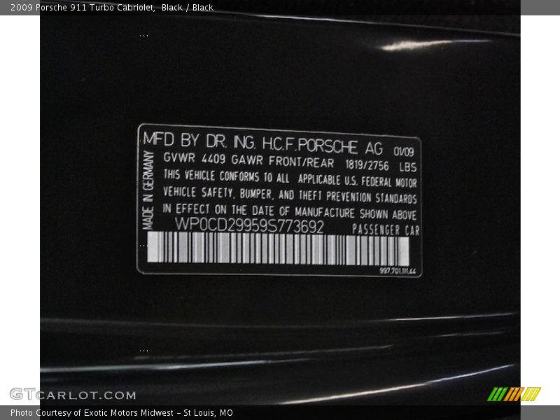 Black / Black 2009 Porsche 911 Turbo Cabriolet