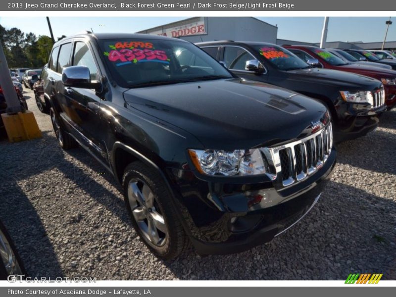 Black Forest Green Pearl / Dark Frost Beige/Light Frost Beige 2013 Jeep Grand Cherokee Overland