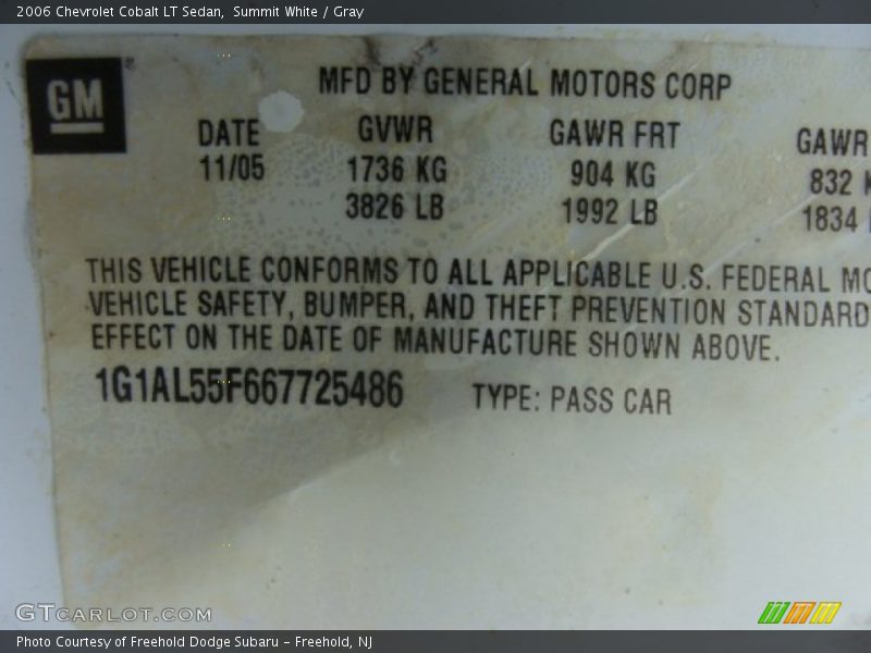 Summit White / Gray 2006 Chevrolet Cobalt LT Sedan