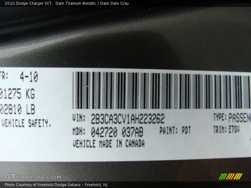 Dark Titanium Metallic / Dark Slate Gray 2010 Dodge Charger SXT