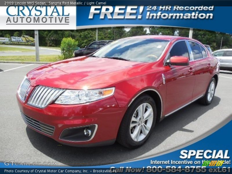 Sangria Red Metallic / Light Camel 2009 Lincoln MKS Sedan