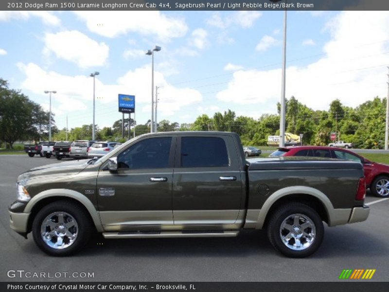 Sagebrush Pearl / Light Pebble Beige/Bark Brown 2012 Dodge Ram 1500 Laramie Longhorn Crew Cab 4x4