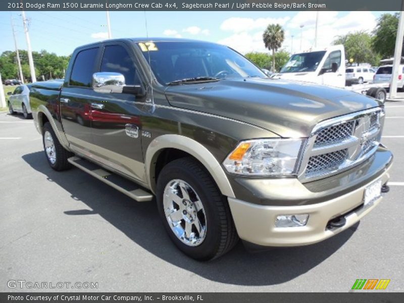 Sagebrush Pearl / Light Pebble Beige/Bark Brown 2012 Dodge Ram 1500 Laramie Longhorn Crew Cab 4x4