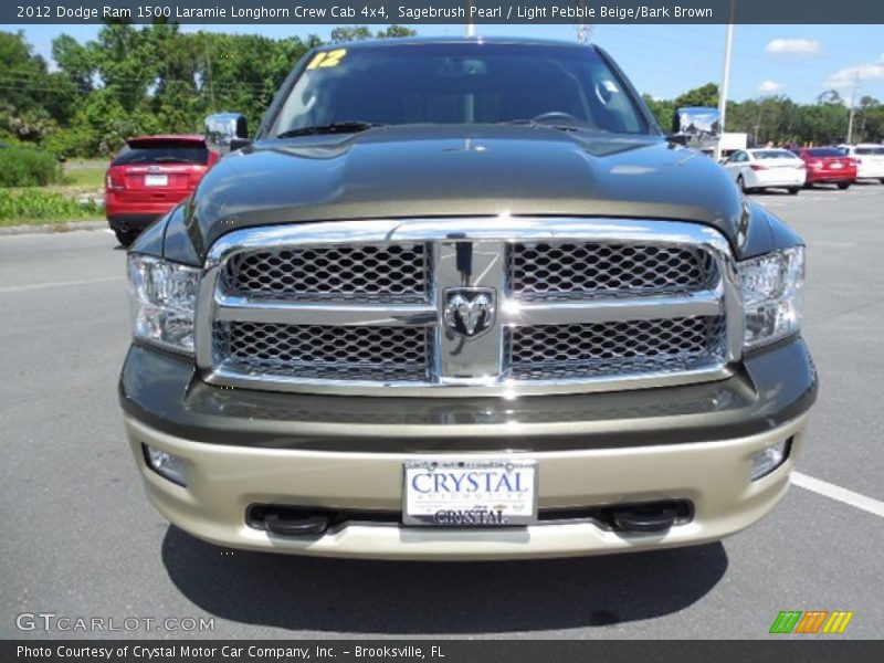 Sagebrush Pearl / Light Pebble Beige/Bark Brown 2012 Dodge Ram 1500 Laramie Longhorn Crew Cab 4x4