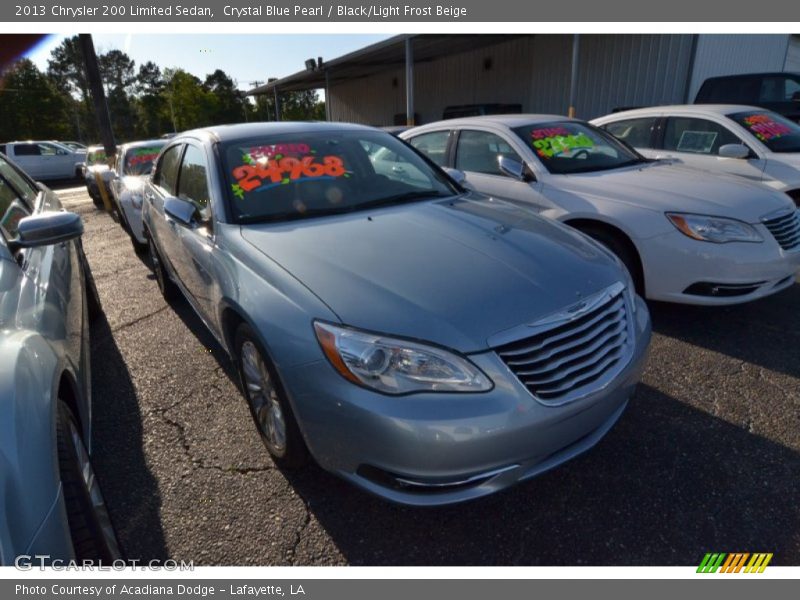 Crystal Blue Pearl / Black/Light Frost Beige 2013 Chrysler 200 Limited Sedan