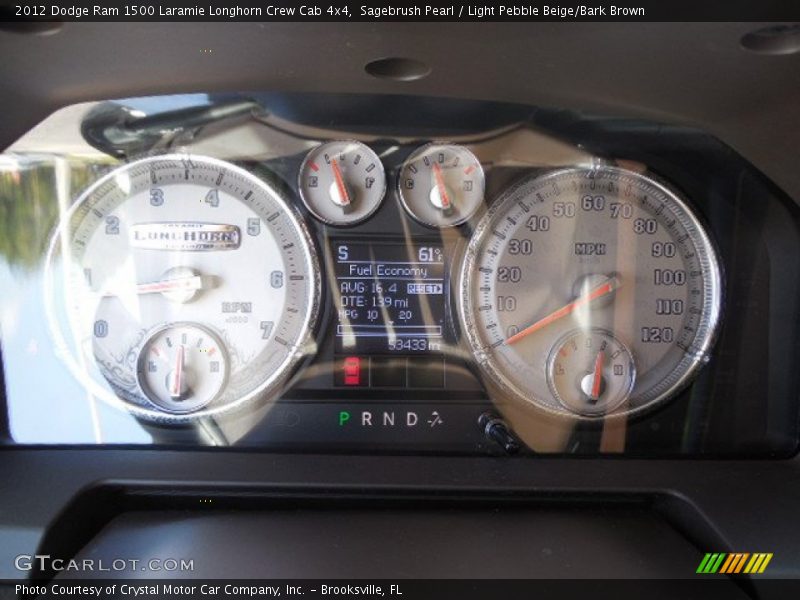 Sagebrush Pearl / Light Pebble Beige/Bark Brown 2012 Dodge Ram 1500 Laramie Longhorn Crew Cab 4x4