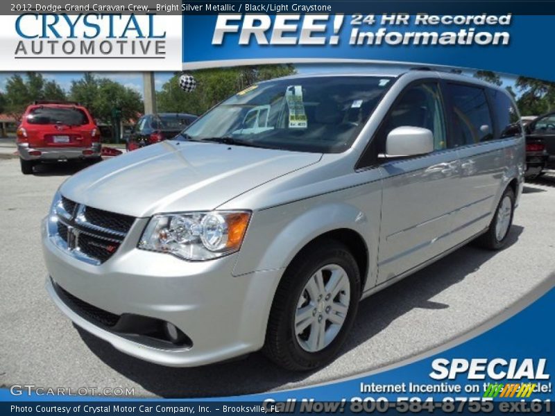 Bright Silver Metallic / Black/Light Graystone 2012 Dodge Grand Caravan Crew