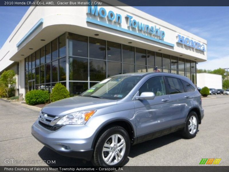 Glacier Blue Metallic / Gray 2010 Honda CR-V EX-L AWD