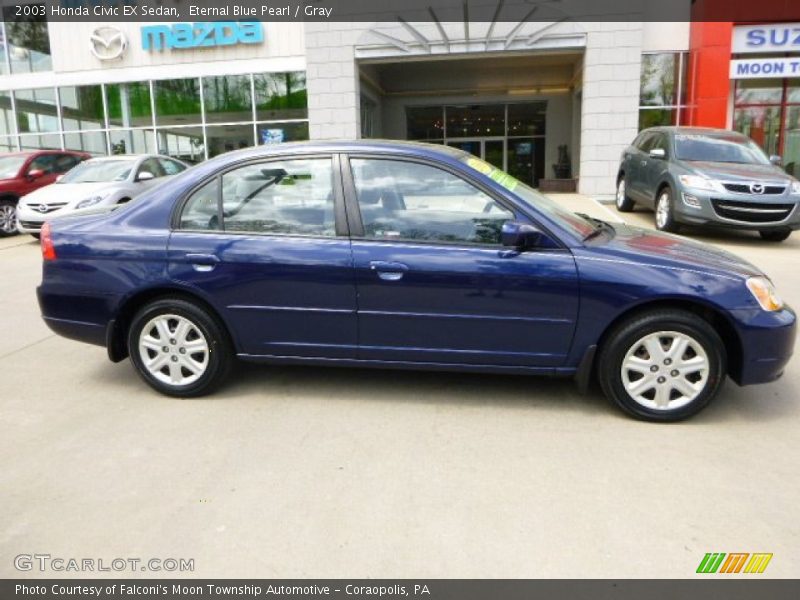 Eternal Blue Pearl / Gray 2003 Honda Civic EX Sedan