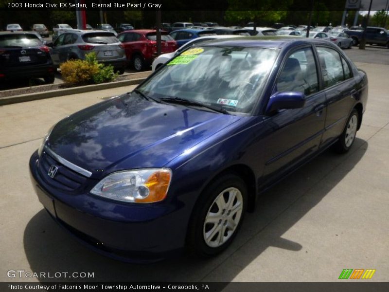 Eternal Blue Pearl / Gray 2003 Honda Civic EX Sedan