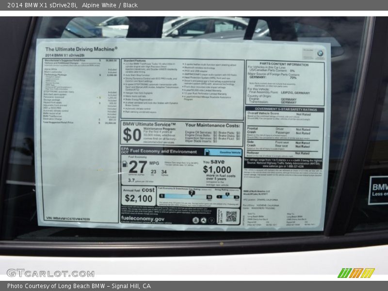 Alpine White / Black 2014 BMW X1 sDrive28i