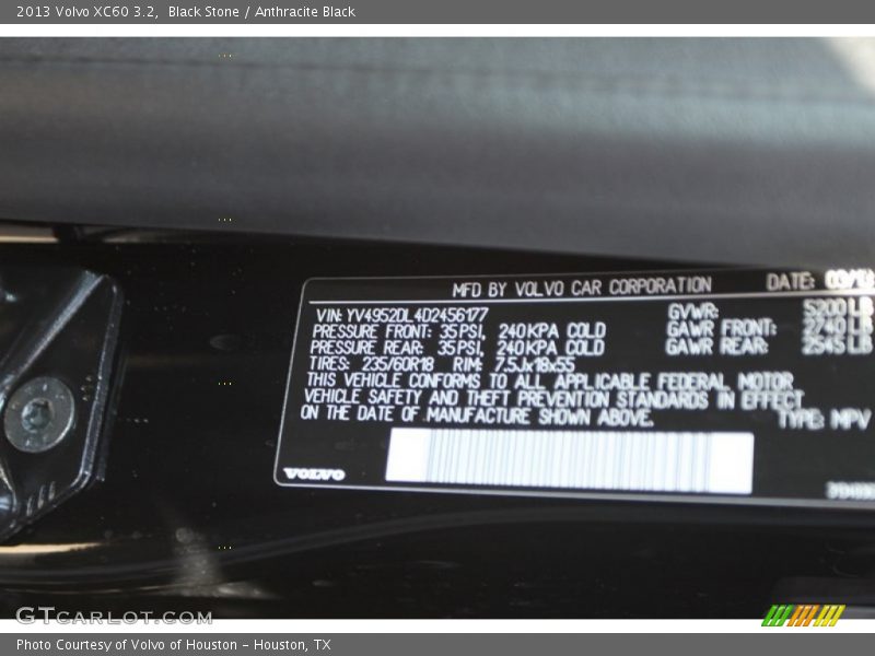 Black Stone / Anthracite Black 2013 Volvo XC60 3.2