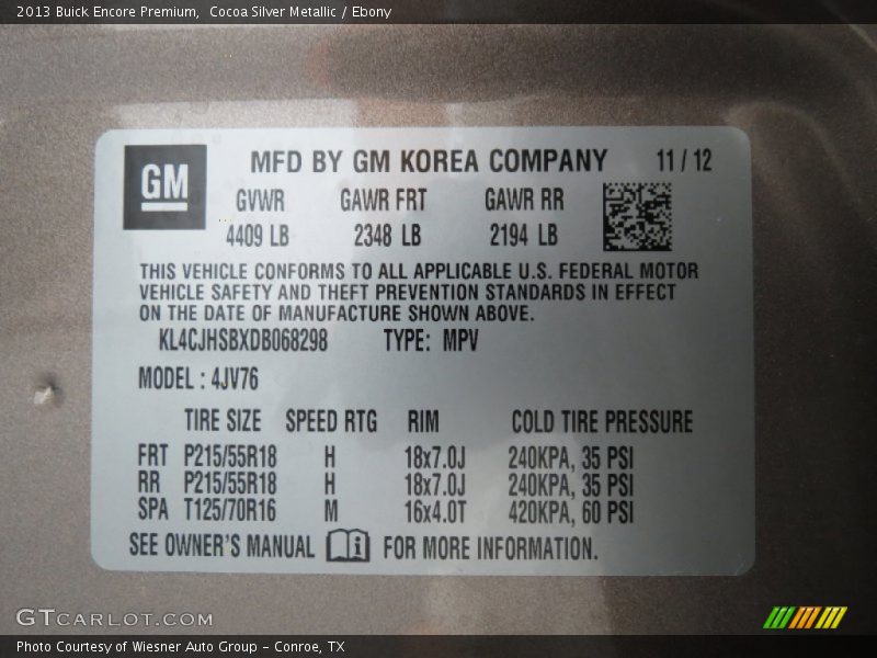 Cocoa Silver Metallic / Ebony 2013 Buick Encore Premium