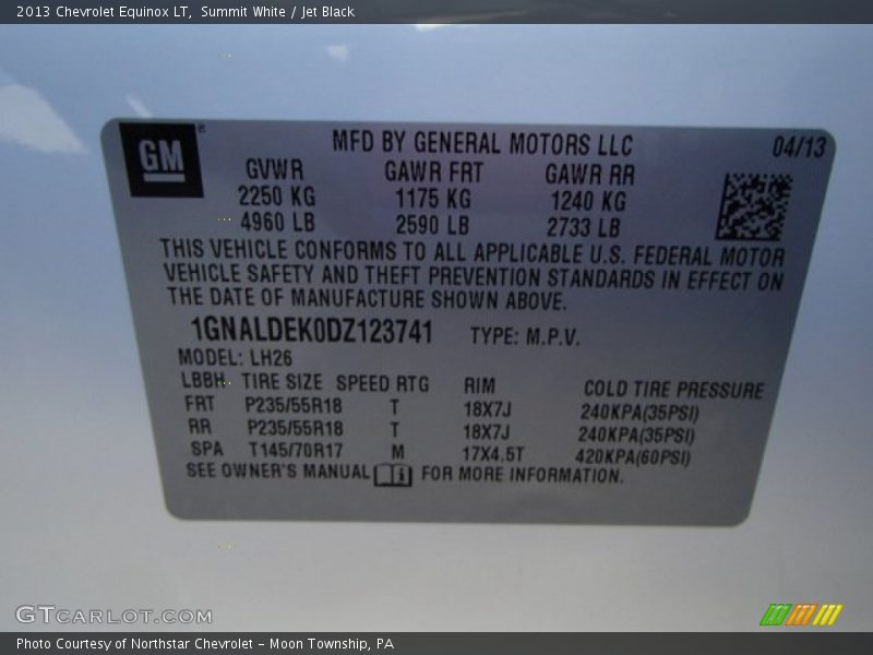 Summit White / Jet Black 2013 Chevrolet Equinox LT