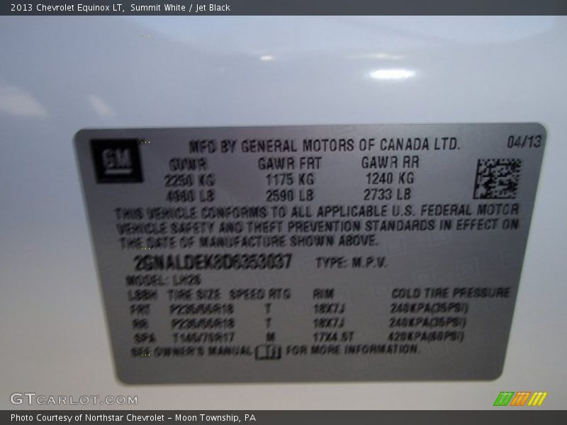 Summit White / Jet Black 2013 Chevrolet Equinox LT