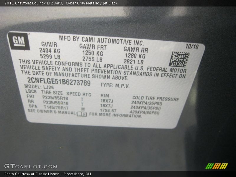 Cyber Gray Metallic / Jet Black 2011 Chevrolet Equinox LTZ AWD