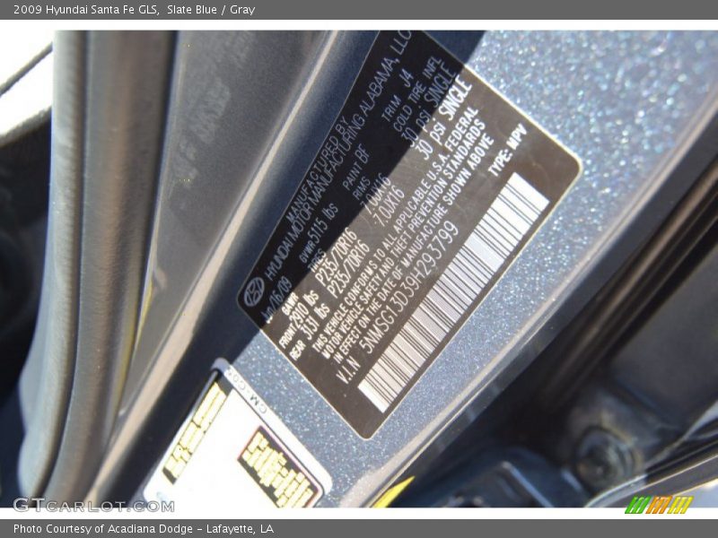 Slate Blue / Gray 2009 Hyundai Santa Fe GLS
