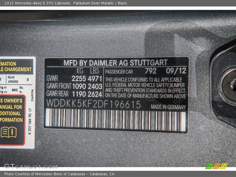 Palladium Silver Metallic / Black 2013 Mercedes-Benz E 350 Cabriolet