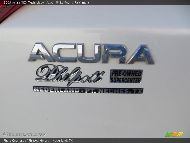 Aspen White Pearl / Parchment 2009 Acura MDX Technology