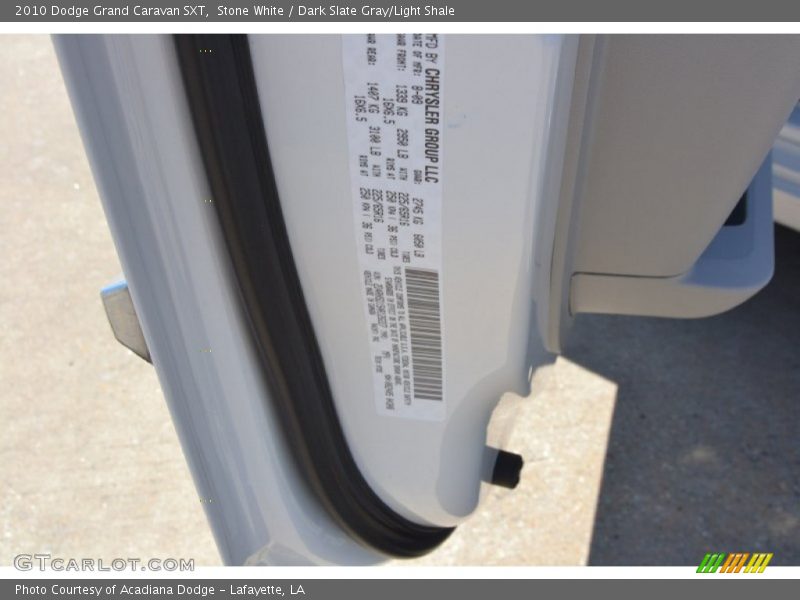 Stone White / Dark Slate Gray/Light Shale 2010 Dodge Grand Caravan SXT