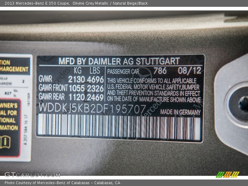 Olivine Grey Metallic / Natural Beige/Black 2013 Mercedes-Benz E 350 Coupe