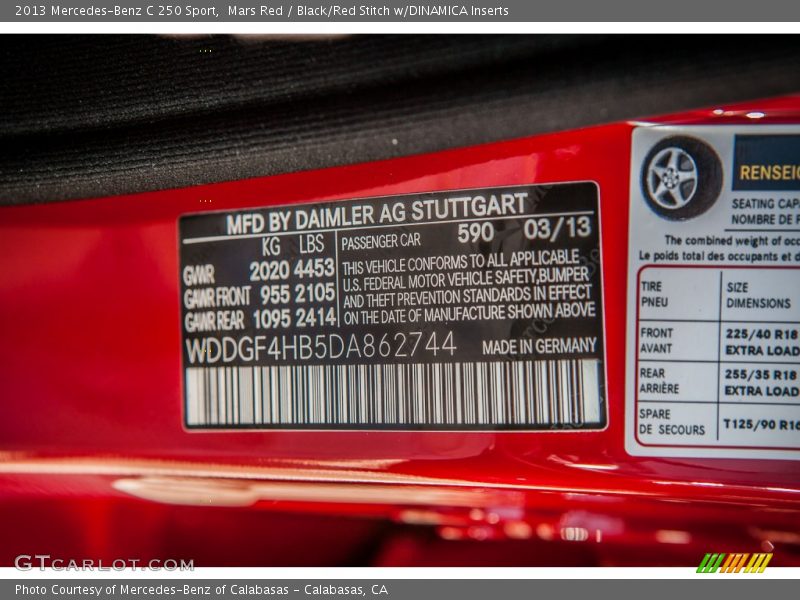 2013 C 250 Sport Mars Red Color Code 590