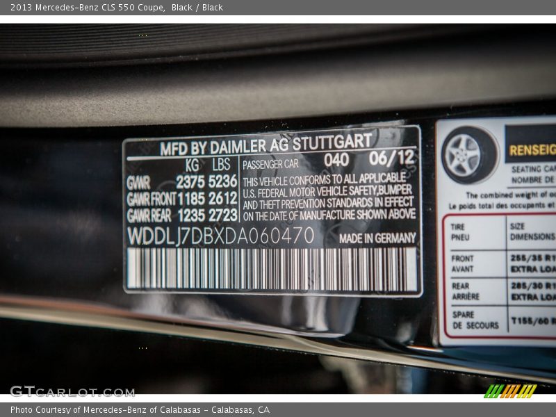 Black / Black 2013 Mercedes-Benz CLS 550 Coupe