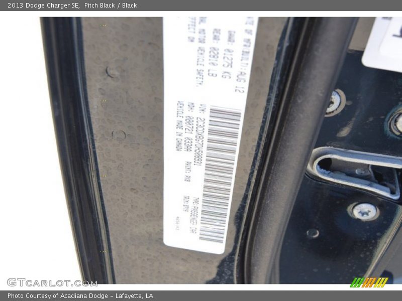 Pitch Black / Black 2013 Dodge Charger SE