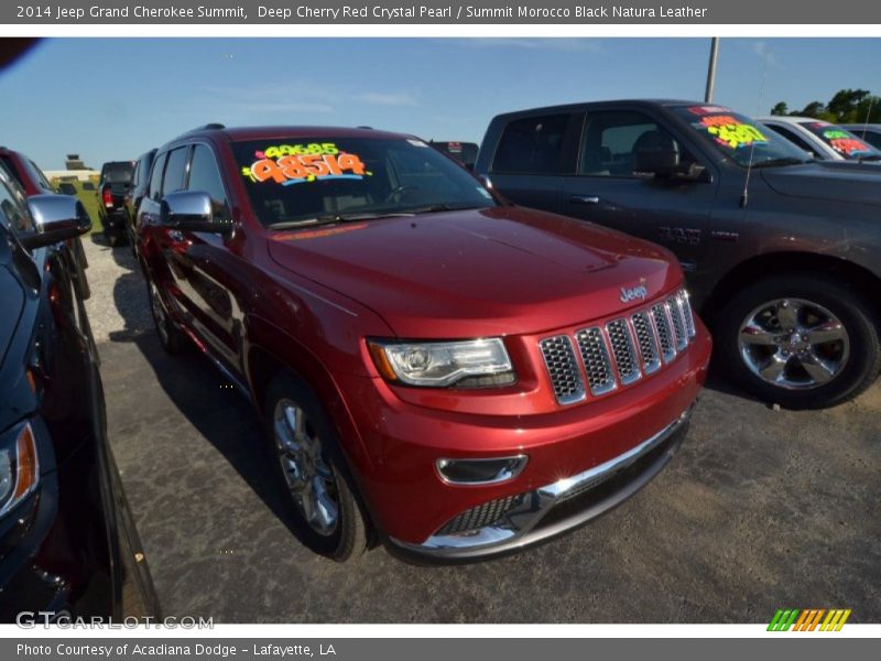 Deep Cherry Red Crystal Pearl / Summit Morocco Black Natura Leather 2014 Jeep Grand Cherokee Summit