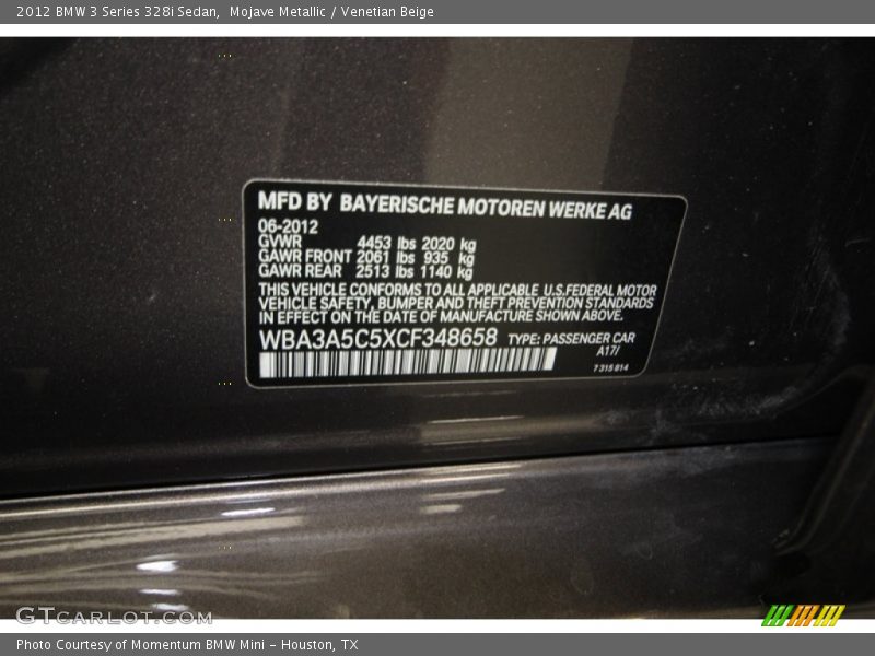 Mojave Metallic / Venetian Beige 2012 BMW 3 Series 328i Sedan