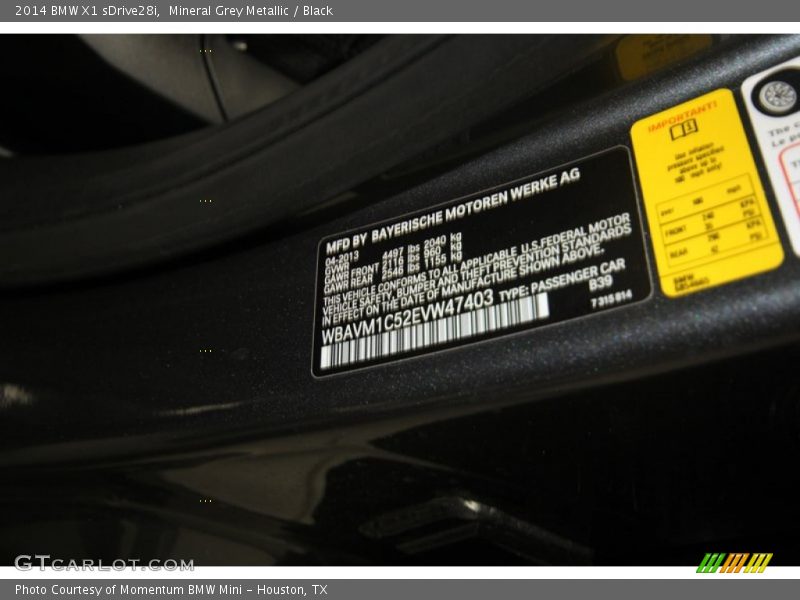 2014 X1 sDrive28i Mineral Grey Metallic Color Code B39