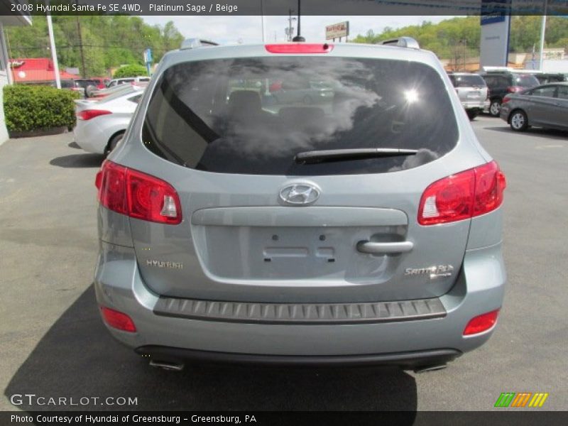 Platinum Sage / Beige 2008 Hyundai Santa Fe SE 4WD