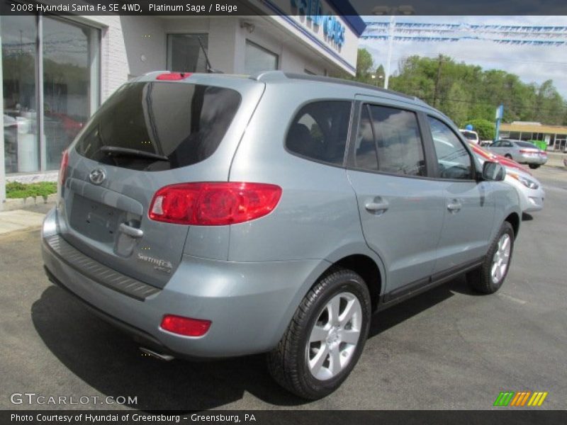 Platinum Sage / Beige 2008 Hyundai Santa Fe SE 4WD