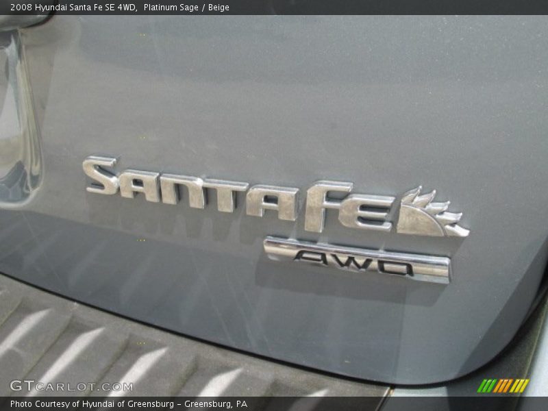 Platinum Sage / Beige 2008 Hyundai Santa Fe SE 4WD