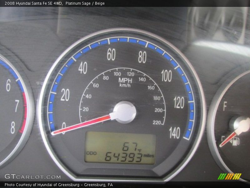 Platinum Sage / Beige 2008 Hyundai Santa Fe SE 4WD