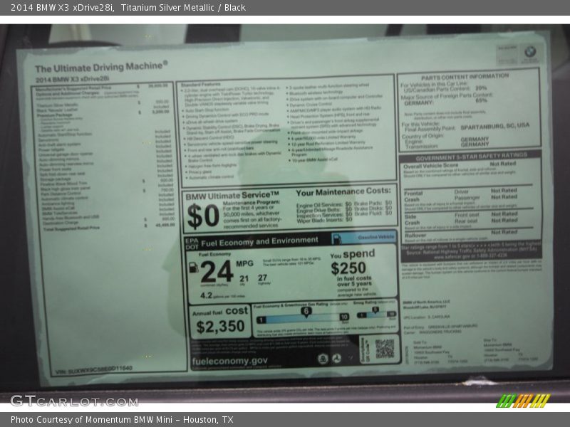  2014 X3 xDrive28i Window Sticker