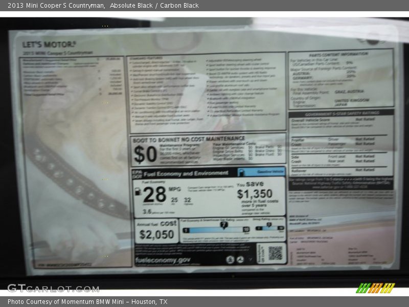 Absolute Black / Carbon Black 2013 Mini Cooper S Countryman