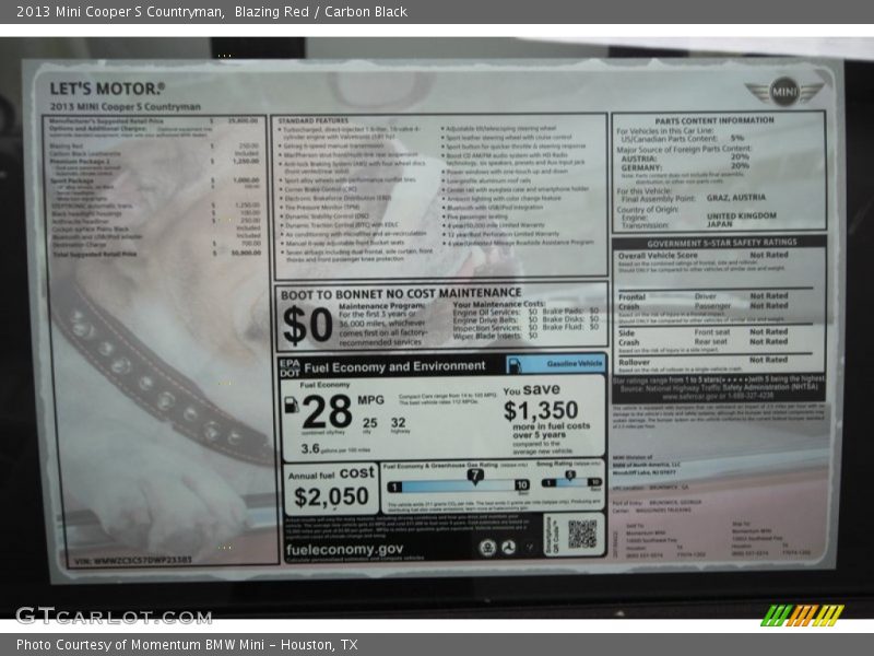 Blazing Red / Carbon Black 2013 Mini Cooper S Countryman