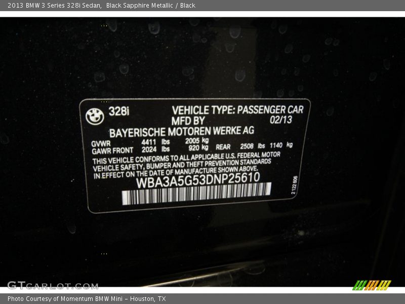 Black Sapphire Metallic / Black 2013 BMW 3 Series 328i Sedan