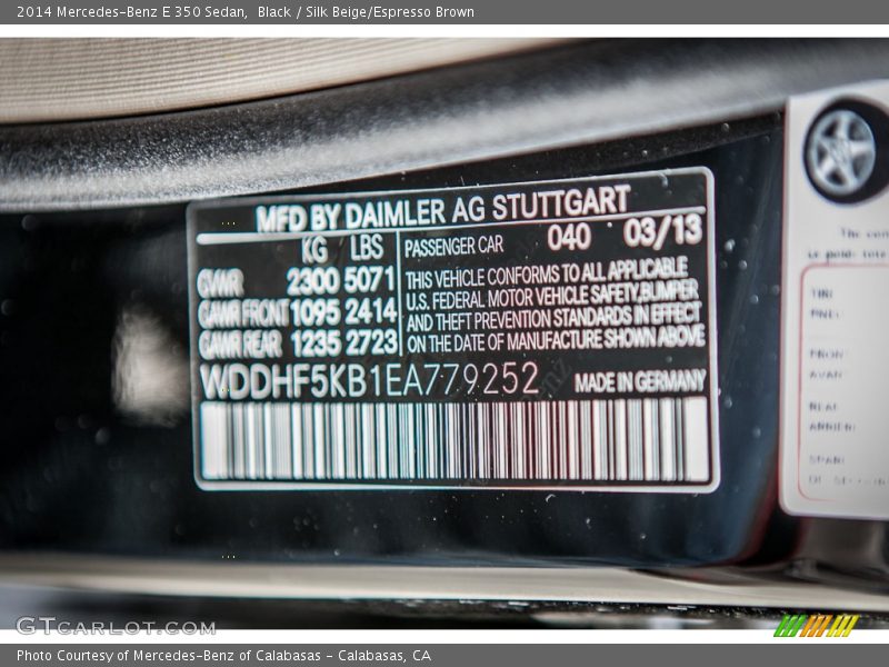 Black / Silk Beige/Espresso Brown 2014 Mercedes-Benz E 350 Sedan