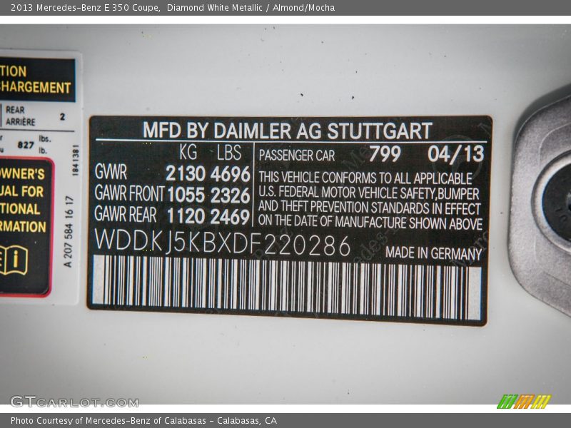 Diamond White Metallic / Almond/Mocha 2013 Mercedes-Benz E 350 Coupe